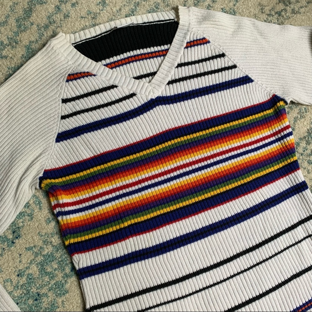 Stripped V-neck Tommy Hilfiger ribbed sweater